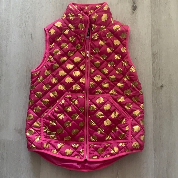 Simply Southern Jackets & Blazers - Simply Southern‎ tried & true pink/gold vest elephants print size Small pockets